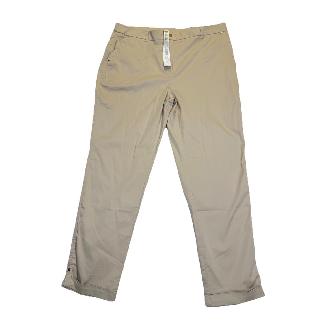 Chico’s Pants Women’s Sz 3 T XL 16 Luxe Twill Utility Basic Crop Khaki Tan NWT